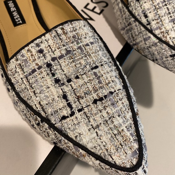 NEW! Nine West Abay Black Multi Fabric Pointed Toe Flats - Picture 3 of 9